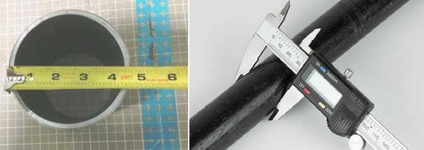 Measuring the pipe diameter with improvised means