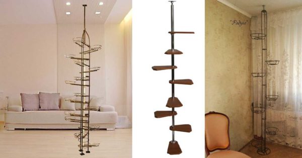 Multi-tiered flower stand with emphasis on the floor and ceiling