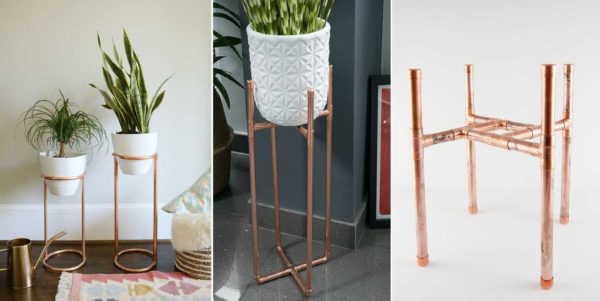You can also make a flower stand from the remains of copper pipes.