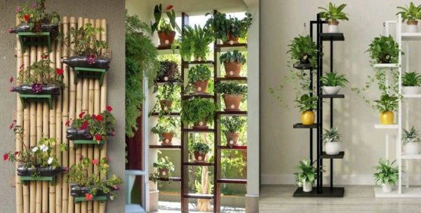 Racks and shelves. Only two components, but how many options. The floor stand for flowers has an endless number of variations