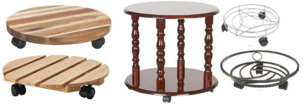 Low floor flower stand on wheels - for tall or solid plants
