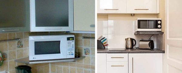 The microwave shelf can be corner