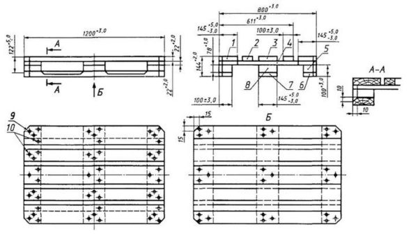 Drawing and size of a wooden pallet