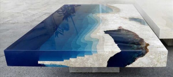 Epoxy resin and stone table