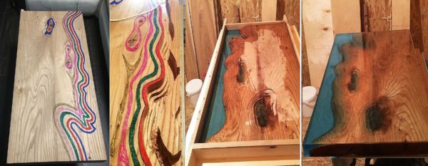 Such a table made of epoxy resin with your own hands is made of two boards of elm (elm)
