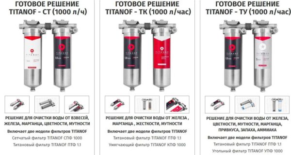 Bundles of filters of various types from Titanof, including those with a titanium filter element