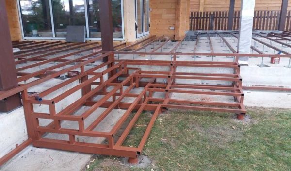 Base for laying composite board from square pipe