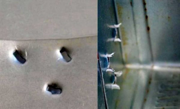 How the cutter works: forms holes and bends metal around the edges