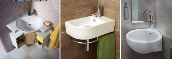 Photo of corner washbasins for the toilet