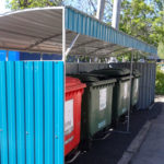 separate waste collection area for 4 containers