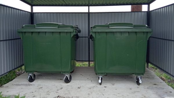waste collection area with 2 bins