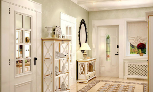 The hallway designed in Provence style is light, light and functional