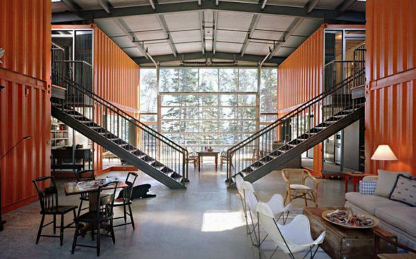 House of shipping containers inside