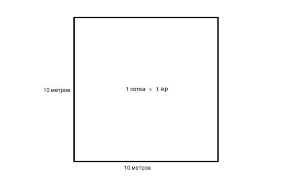 The size of one hundred square meters of land is 100 m2