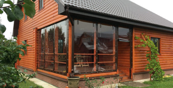 glazing of the veranda with a film