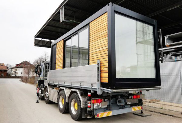 transportation of the house from the container
