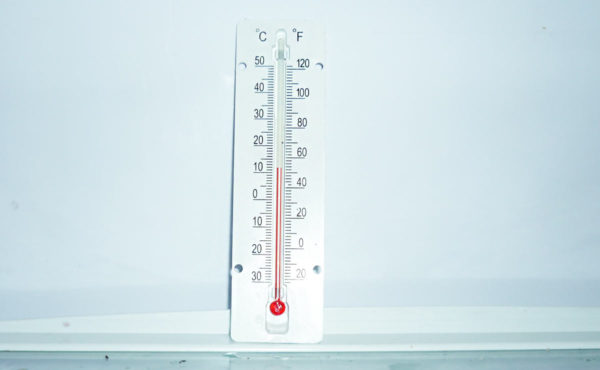 measuring the temperature in the refrigerator with a thermometer